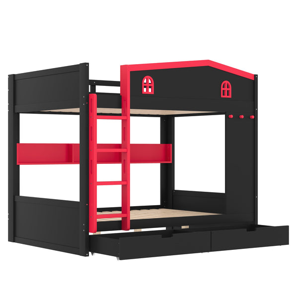 English Elm Twin Xl Solid Pine Loft Bed with Built-in Led Lighting and Storage Shelves W1580S00391