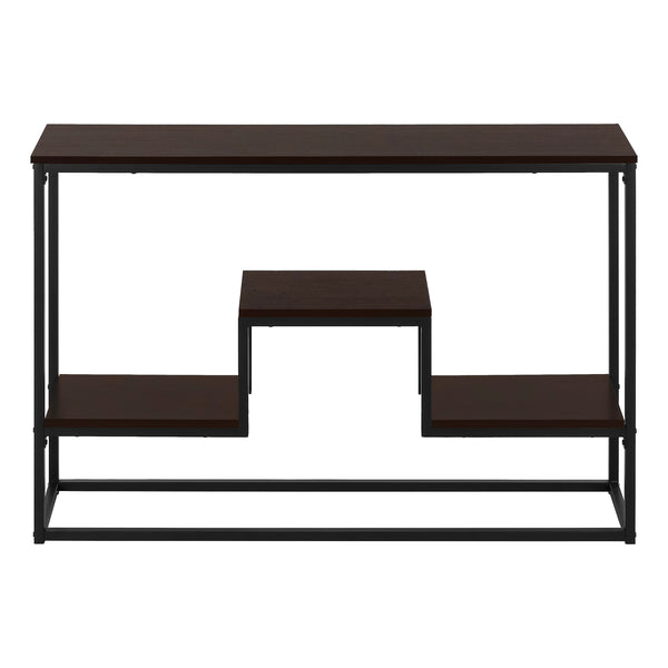 English Elm Accent 2-Tier Console Table with Wood-Look Top and Black Metal Frame for Entryway or Narrow Hallway Espresso 51 L x 14 W x 6 H B2710P219343