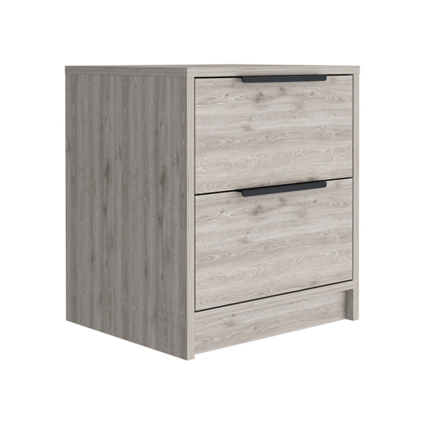 English Elm Kaia Two-Drawer Nightstand with Metal Handles, Compact Space-Saving End Table for Bedrooms Gray 22.4 L x 21.7 W x 7.1 H B07091875