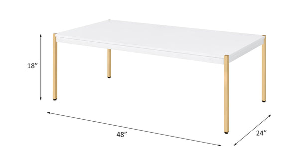 English Elm Otrac Elegant White & Gold Coffee Table Set – Minimalist Metal Tube Legs, 53mm Wooden Top, 16" Clearance B2726P288769