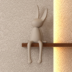 English Elm Adjustable 3-Color Led Sandstone Wall Decor With Greenery & Rabbit Statue - Modern 3D Art Accent W2700P313029