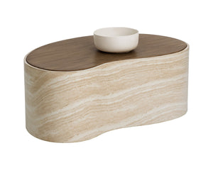 Sunpan ISHIKO Coffee Table - Sculptural Organic Design with Warm Wood-Effect Top & Durable Concrete Base 112580