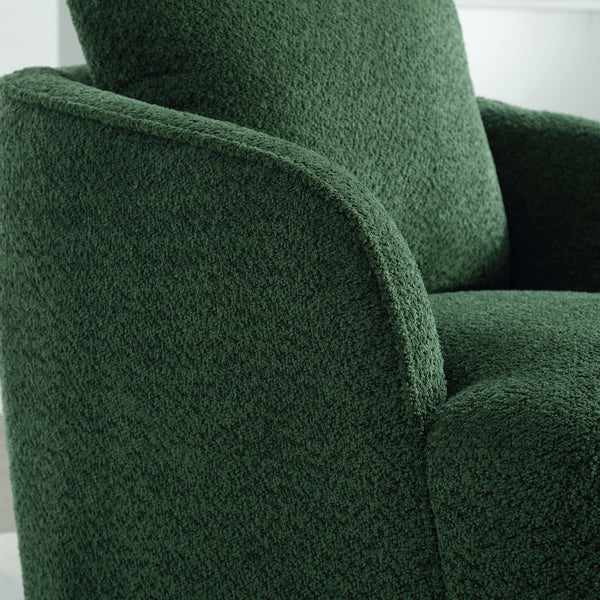 English Elm 30.3"w Boucle Barrel Swivel Chair 360 Rotation Lounge Seating for Living Room Green W3188P400933