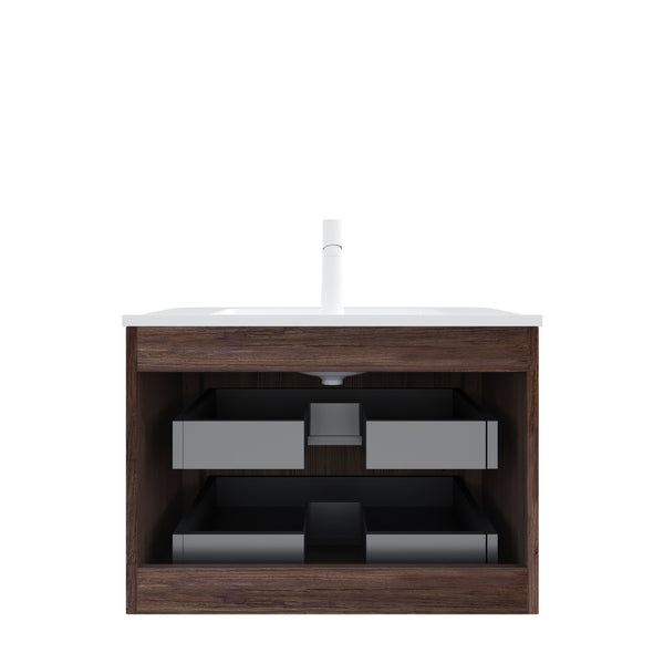 English Elm Noor Oak Veneer Floating Bathroom Vanity with Grooved Plywood Cabinet and Ceramic Basin W2615P386399