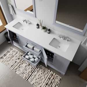 English Elm Dark Grey Double Bath Vanity 80 in. W x 22 in. D with Cultured Marble Top, Soft-Close Storage, Mirrors B2731S00868