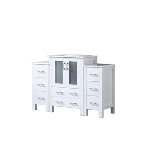 English Elm Volez 48" White Single Bath Vanity with Side Cabinets, Solid Wood, Soft-Close Drawers, Ceramic Top B2731P337014