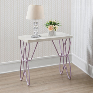 English Elm Butterfly Princess Nightstand with Crown Frame, Solid Metal White & Light Purple, Elegant Kids Storage B016P253589