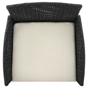 English Elm Imperia 3-Piece Conversation Set with Removable Washable Cushions, Tempered Glass End Table, Weatherproof Rattan Frame Cream+Grey B365P398237