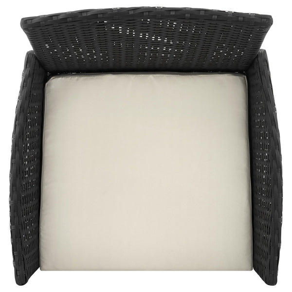 English Elm Imperia 3-Piece Conversation Set with Removable Washable Cushions, Tempered Glass End Table, Weatherproof Rattan Frame Cream+Grey B365P398237