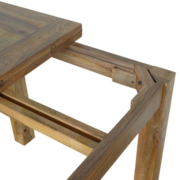 English Elm Solid Wood Extendable Butterfly Dining Table - Rustic Mango With Oak Finish, Seats 2 To 6 Effortlessly B182P280764-GIGA