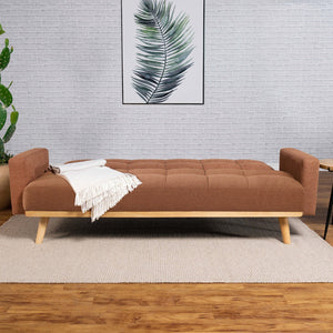 English Elm Declan Terracotta Upholstered Convertible Sofa Bed with Tufted Seats, Track Arms & Angled Wood Frame - Cozy Modular Design for Casual Living Rooms B062P358308