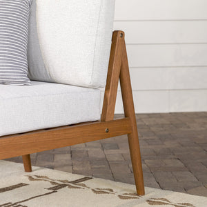 English Elm Walker Edison - Modern Outdoor Spindle Style Left Arm Sectional Brown - Eucalyptus Wood, Linen Cushions, Weather-Resistant, RTA B185P326698