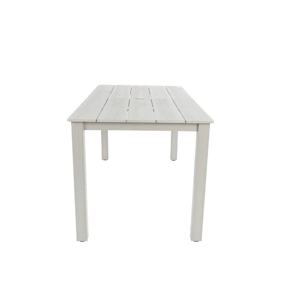 English Elm 68.9-inch Outdoor Rectangular Dining Table Hips Wood Grain Seats Six with Umbrella Hole W2085P364131