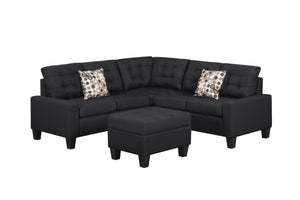 English Elm 6-Piece Upholstered Sectional with Pocket Springs, Tufted 5.5" Seat, Sturdy Wood Frame, Easy Assembly Black 28.54 L x 23.23 W x 15.16 H W2297S00019