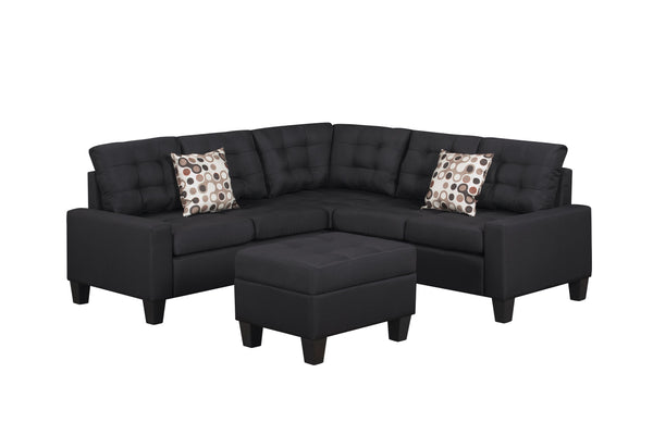 English Elm 6-Piece Upholstered Sectional with Pocket Springs, Tufted 5.5" Seat, Sturdy Wood Frame, Easy Assembly Black 28.54 L x 23.23 W x 15.16 H W2297S00019