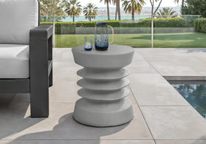 English Elm Accent Table Round Matte Finish Weather Resistant Magnesium Oxide Indoor Outdoor Side Grey B2710P461677