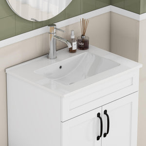 English Elm 24-inch Ceramic Undermount Bathroom Sink Gloss White Glaze with Pre-drilled Faucet Opening W3151P264908