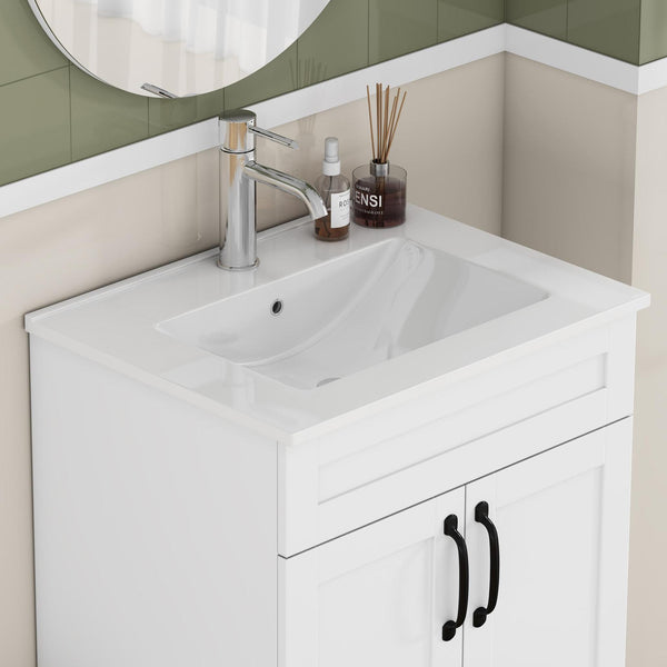 English Elm 24-inch Ceramic Undermount Bathroom Sink Gloss White Glaze with Pre-drilled Faucet Opening W3151P264908