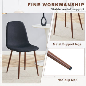 English Elm Table And Chair Set - Modern Adjustable Lift-Top Design, Walnut Mdf With Black Metal Legs & 4 Chairs W1151S03776-GIGA