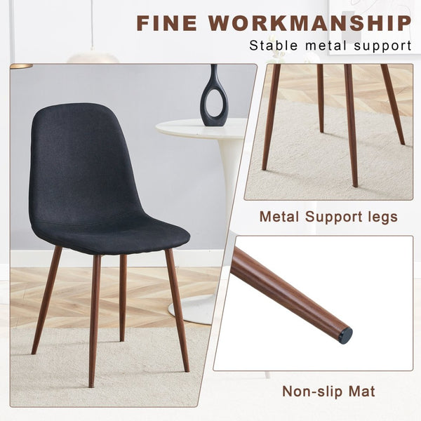 English Elm Table And Chair Set - Modern Adjustable Lift-Top Design, Walnut Mdf With Black Metal Legs & 4 Chairs W1151S03776-GIGA