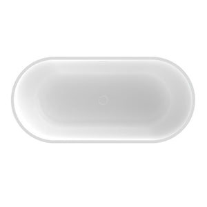 English Elm 63 Inch Stone Resin Freestanding Bathtub Oval Matte White Seamless Soaking Basin W1613P427471