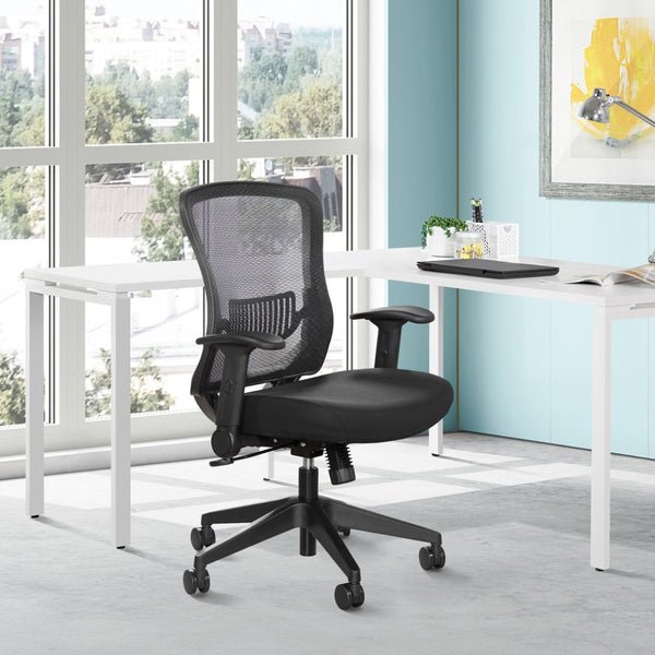 OSP Home Furnishings Dark Air Grid Mesh Back Manager Chair with Lumbar Support and Ergonomic Synchro Tilt Control 515-F37N1F2
