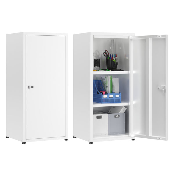English Elm Metal Locker Cabinet with Combination Lock Adjustable Shelves White Powder Coat Finish T5667P494570