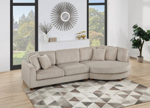 English Elm Contemporary 3pc Sectional Set with USB Charging, Corduroy Upholstery, Storage Ottoman & Pillows Camel 57 L x 57 W x 23 H B011S01283