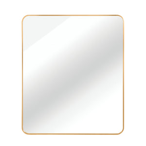 English Elm Gold 30x36 Rectangular Bathroom Mirror – Brushed Aluminum Alloy Frame, Shatterproof HD Glass, Easy Install W2203P310396