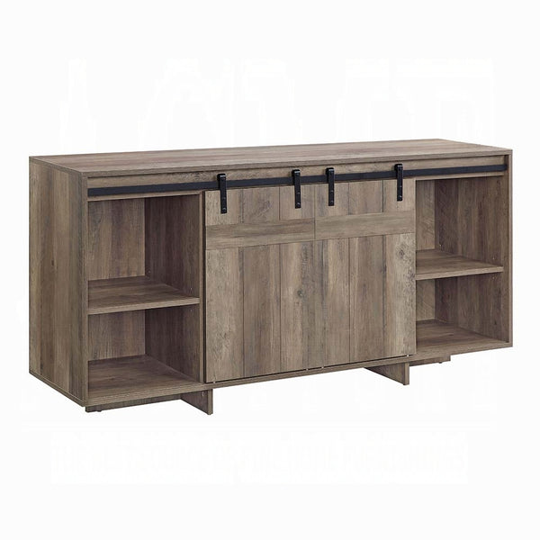 English Elm Grey Grey Washed TV Stand with Sliding Barn Doors, 60" Media Console, Sturdy Sled Base, Modern Storage Stylishly Accommodates Equipment B062P209411