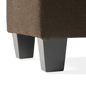 English Elm Upholstered Compact Ottoman with Birch Legs Padded Footrest for Living Room Decor Chocolate N757P377351O