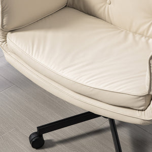 English Elm Criss Cross Wide Seat Pu Leather Swivel Task Chair with Removable Headrest Beige W3118P404121