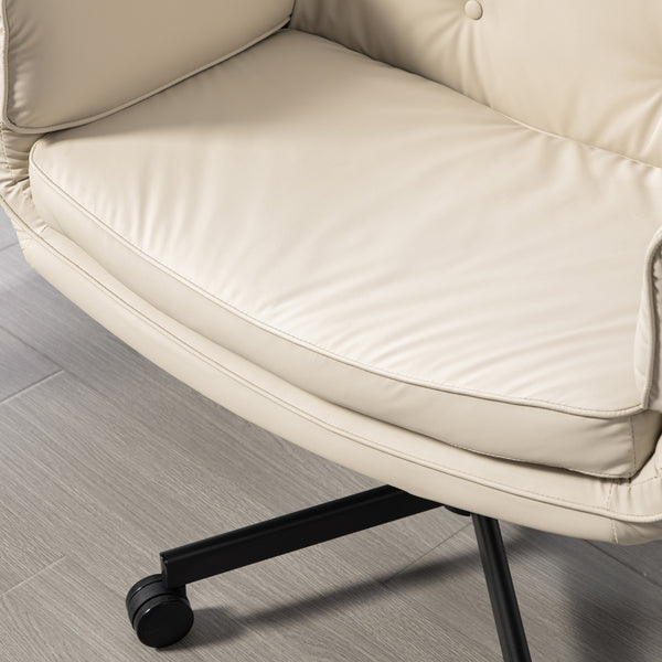 English Elm Criss Cross Wide Seat Pu Leather Swivel Task Chair with Removable Headrest Beige W3118P404121