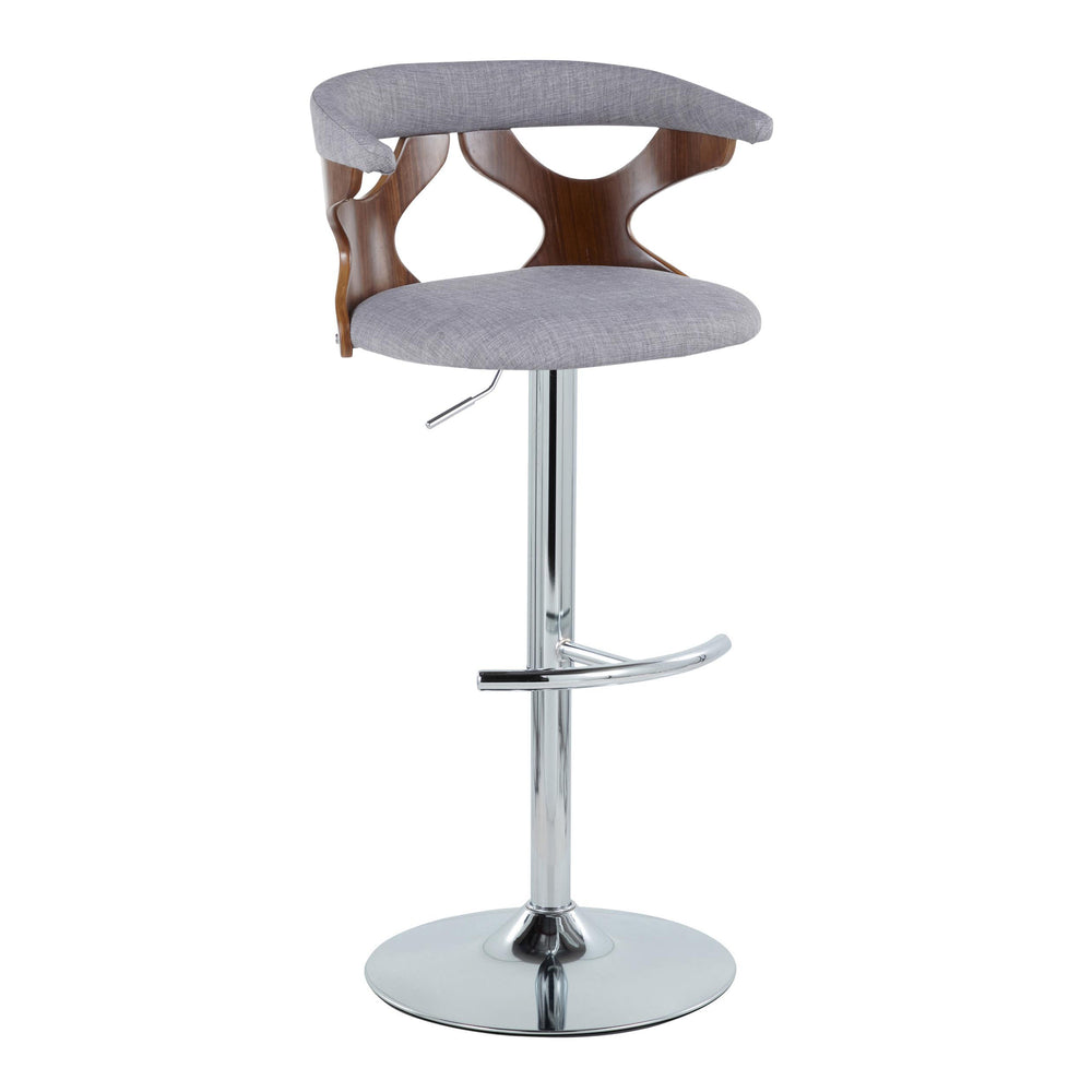 English Elm Contemporary Swivel Barstools with Cut-out Back Faux Leather Seat and Wood Accents Set Grey B202S00863