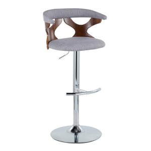 English Elm Contemporary Swivel Barstools with Cut-out Back Faux Leather Seat and Wood Accents Set Grey B202S00863