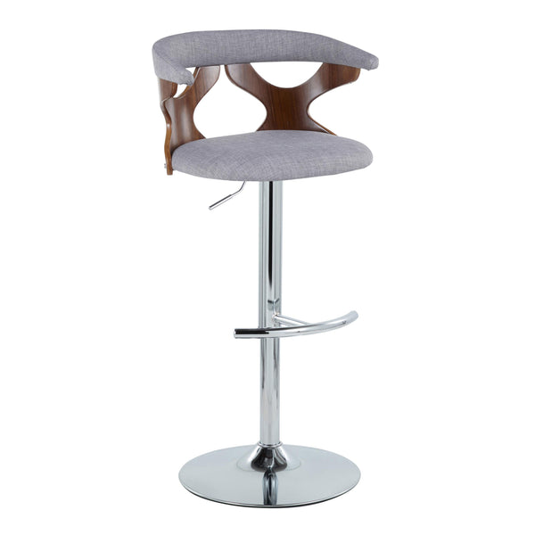 English Elm Contemporary Swivel Barstools with Cut-out Back Faux Leather Seat and Wood Accents Set Grey B202S00863