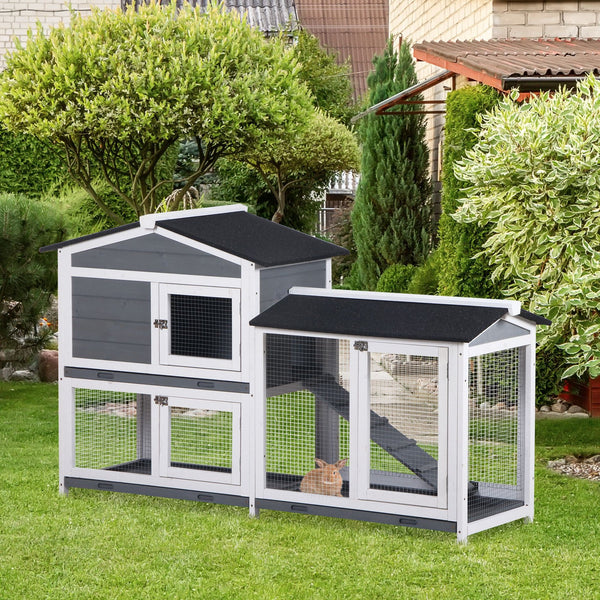 English Elm PawHut 63" 6-Tier Small Animal Habitat with Hammock, Heavy-Duty Steel Cage, Wheels & Removable Tray Grey W2225P217667