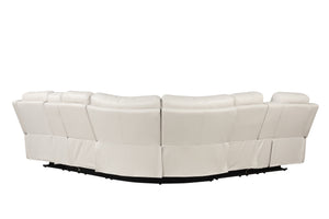 English Elm Lacrosse Power Reclining Sectional with Bluetooth Speakers, LED Lighting, USB Ports & Console Comfort Beige B009S01431
