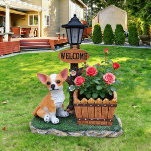 English Elm Sitting Corgi Resin Planter Sculpture Whimsical Porch Garden Decor with Succulent Cavity W5398P464244