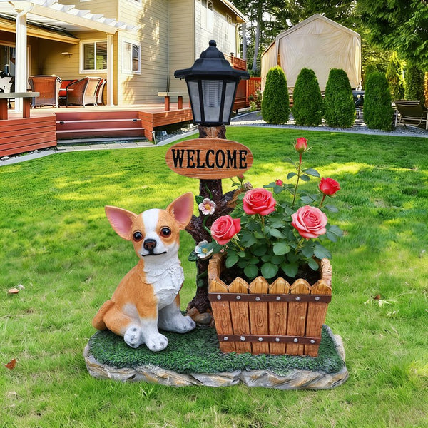 English Elm Sitting Corgi Resin Planter Sculpture Whimsical Porch Garden Decor with Succulent Cavity W5398P464244