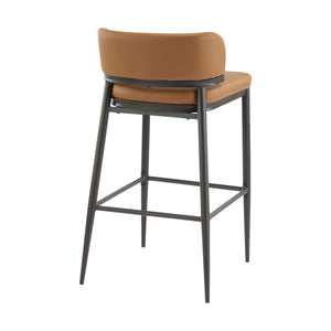 English Elm Christopher Knight Home® - Metal Industrial Leathaire Barstool Set of 2 with Comfortable Seat, Footrest, Non‑Slip Feet, Durable Frame Brown N771P247188W