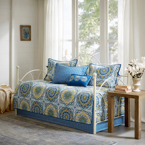 Madison Park Tangiers Global Inspired 6 Piece Reversible Daybed Cover Set MP13-3973 Blue