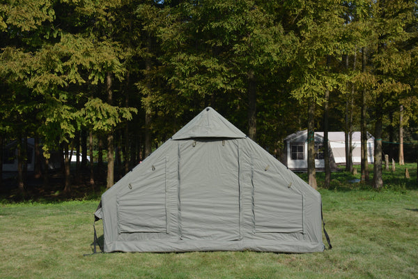 English Elm Inflatable Glamping Tent 4 Season Waterproof Air Beam Frame Shelter for 4 to 6 Persons Army Green W640P244860