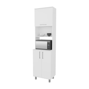 English Elm Kayenta Vertical Kitchen Pantry with Pneumatic Top Flap, Open Microwave Shelf, Lower Cabinet Storage B128S00043