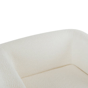 English Elm Christopher Knight Home® - Modern Upholstered Round Arm Accent Chair with Velvet Finish, Elegant Curved Back and Three Legs Design White+Walnut 39.5 L x 32.5 W x 23.25 H N776P216196W