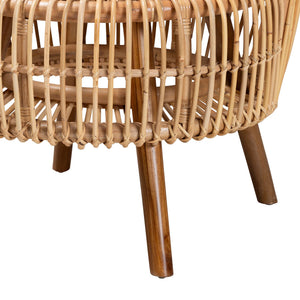 English Elm Bohemian Braided Rattan Accent Chair with Cushion for Casual Living Spaces B2750P467678