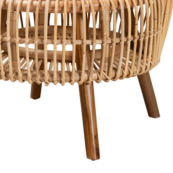 English Elm Bohemian Braided Rattan Accent Chair with Cushion for Casual Living Spaces B2750P467678