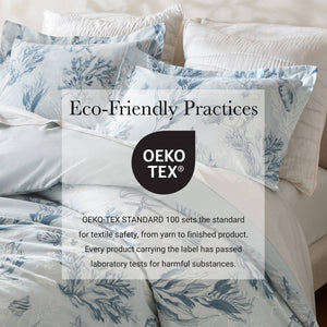 English Elm 3-piece King Cotton Sateen Duvet Set Botanical Print 300 Thread Breathable Bedding B035P408294