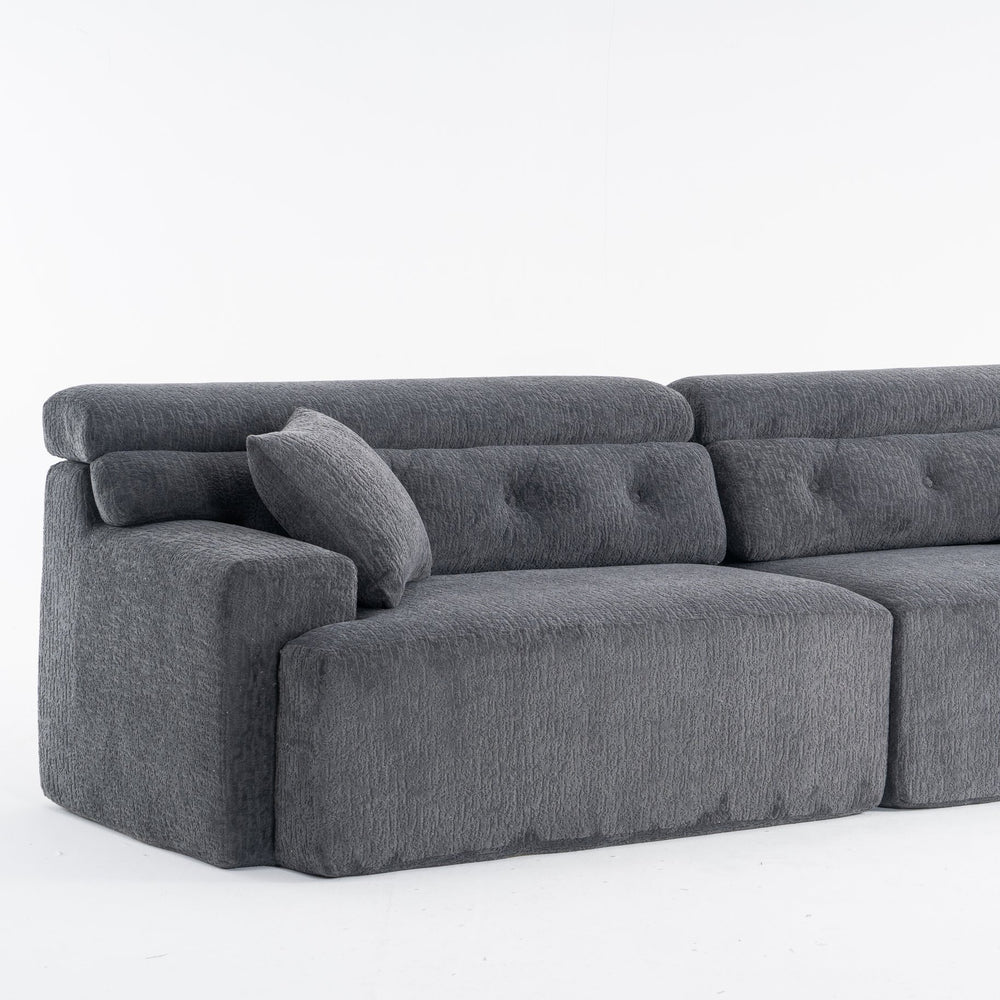 English Elm LY-029 Modular Gray Compression Sofa — 4-Seater L-Shaped Chenille, High-Density Foam, Elegant Comfort W2231S00021