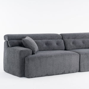 English Elm LY-029 Modular Gray Compression Sofa — 4-Seater L-Shaped Chenille, High-Density Foam, Elegant Comfort W2231S00021